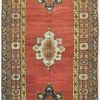 5′ x 13′ Turkish Oushak Red Vintage Rug Traditional Wool