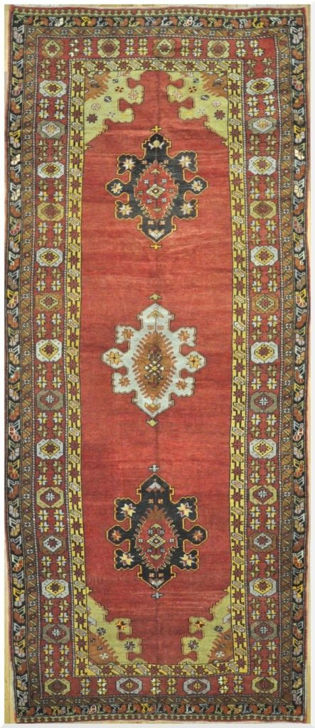 5′ x 13′ Turkish Oushak Red Vintage Rug Traditional Wool