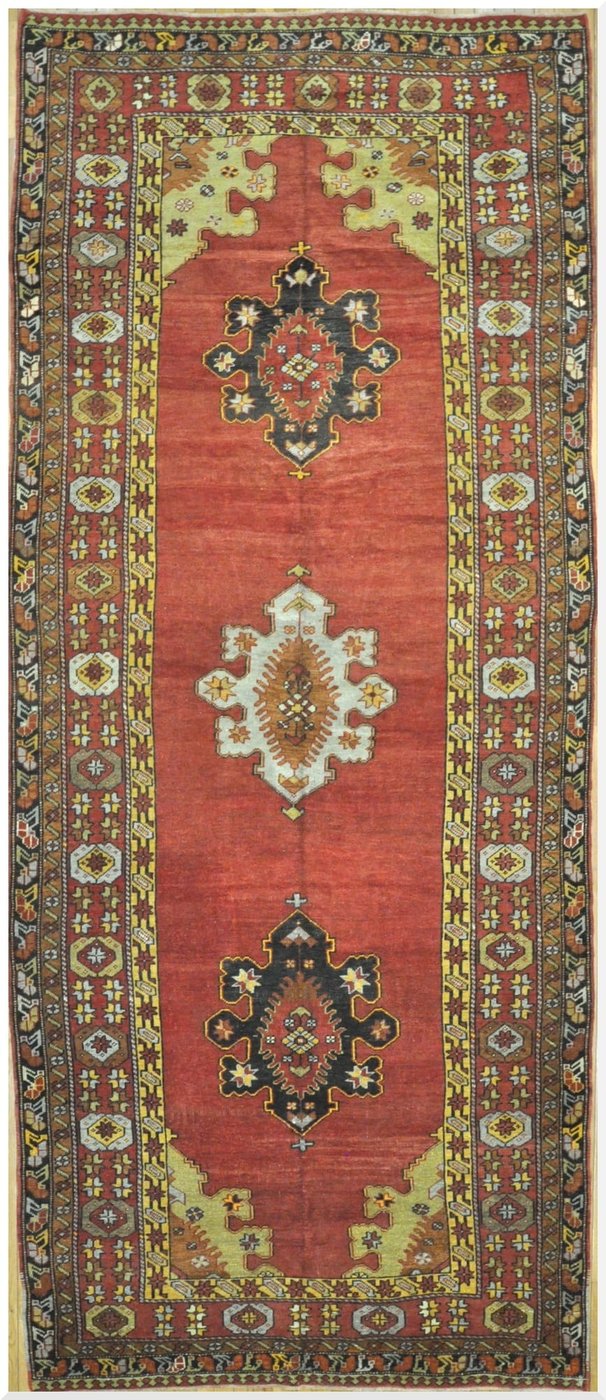5′ x 13′ Turkish Oushak Red Vintage Rug Traditional Wool