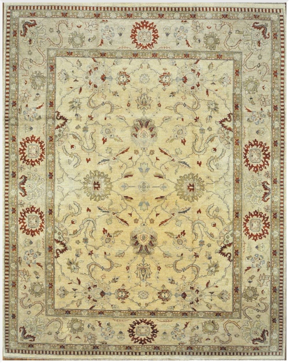 12′ x 16′ Beige Fine Hand-Knotted Pakistani Sultanabad Rug – Traditional Wool