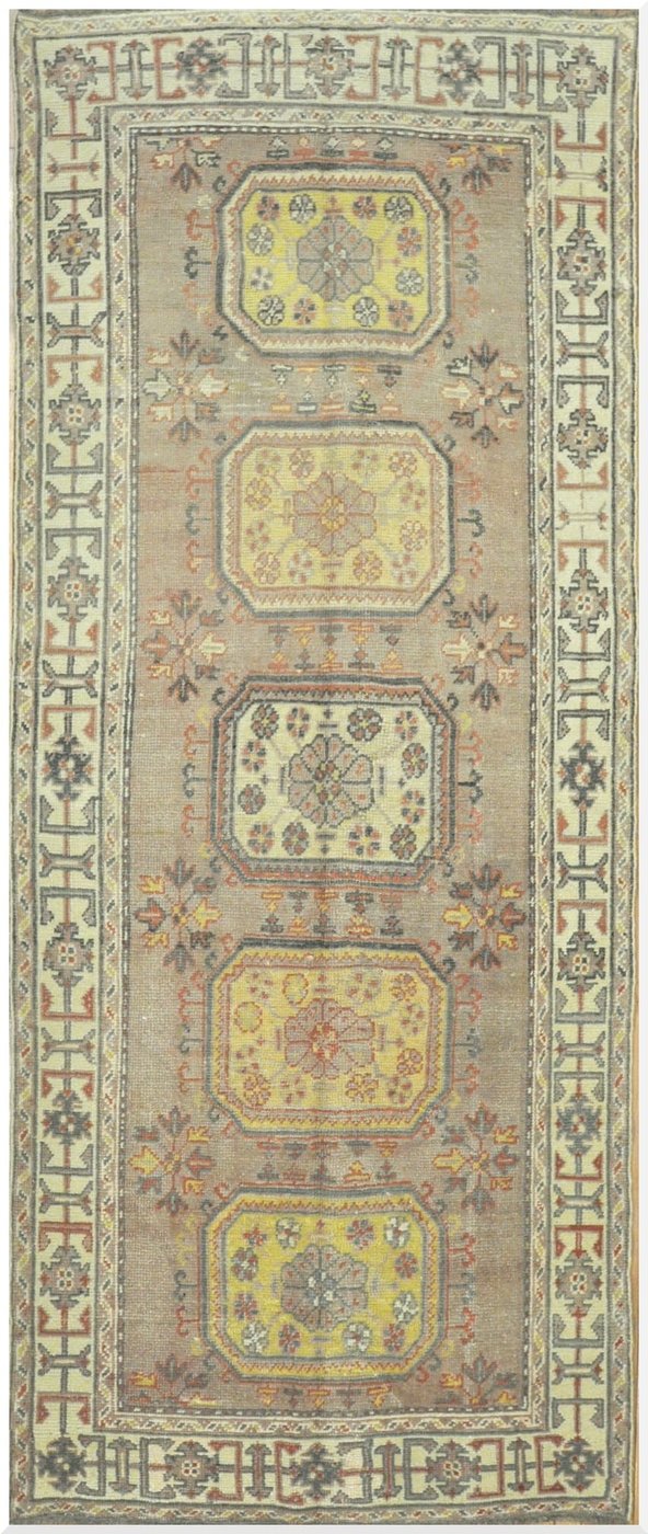 5′ x 11′ Turkish Oushak Beige Transitional Runner Hand Knotted Wool