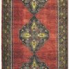 5′ x 13′ Turkish Oushak Red Vintage Rug Traditional Wool