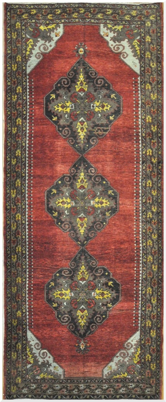 5′ x 13′ Turkish Oushak Red Vintage Rug Traditional Wool