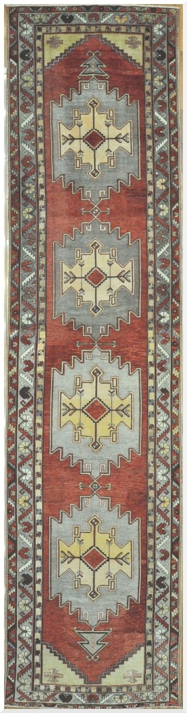 5′ x 18′ Turkish Oushak Rust Ivory Medallion Runner – Vintage Hand-Knotted Wool