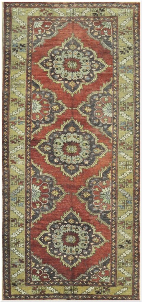 5′ x 11′ Turkish Oushak Rust Sage Triple Medallion Runner – Vintage Hand-Knotted Wool