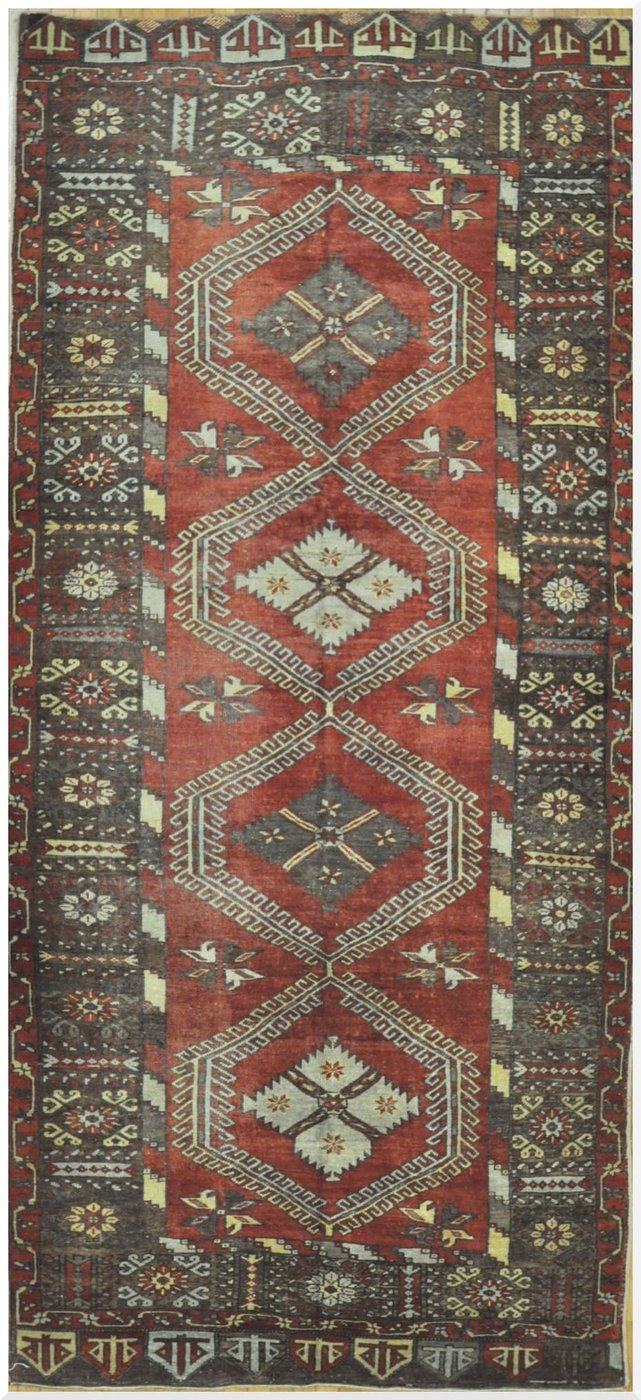5′ x 12′ Turkish Oushak Red Vintage Runner Rug Traditional Wool