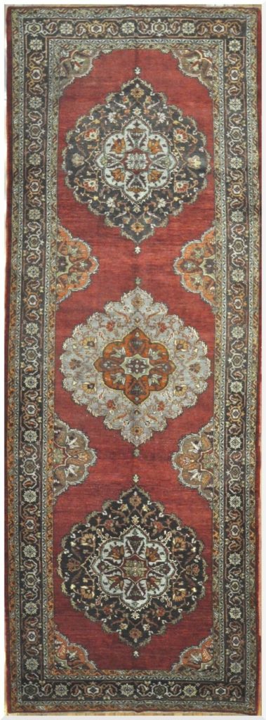 5′ x 14′ Turkish Oushak Rust Charcoal Triple Medallion Runner – Vintage Hand-Knotted Wool 5′ x 14′ Turkish Oushak Rust Charcoal Triple Medallion Runner – Vintage Hand-Knotted Wool