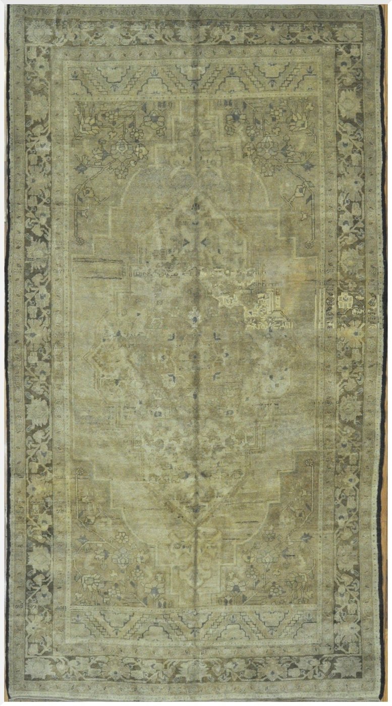 6′ x 11′ Turkish Oushak Neutral Vintage Rug Transitional Wool
