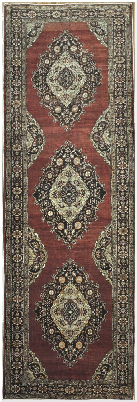5′ x 16′ Turkish Oushak Burgundy Vintage Runner Rug Traditional Wool