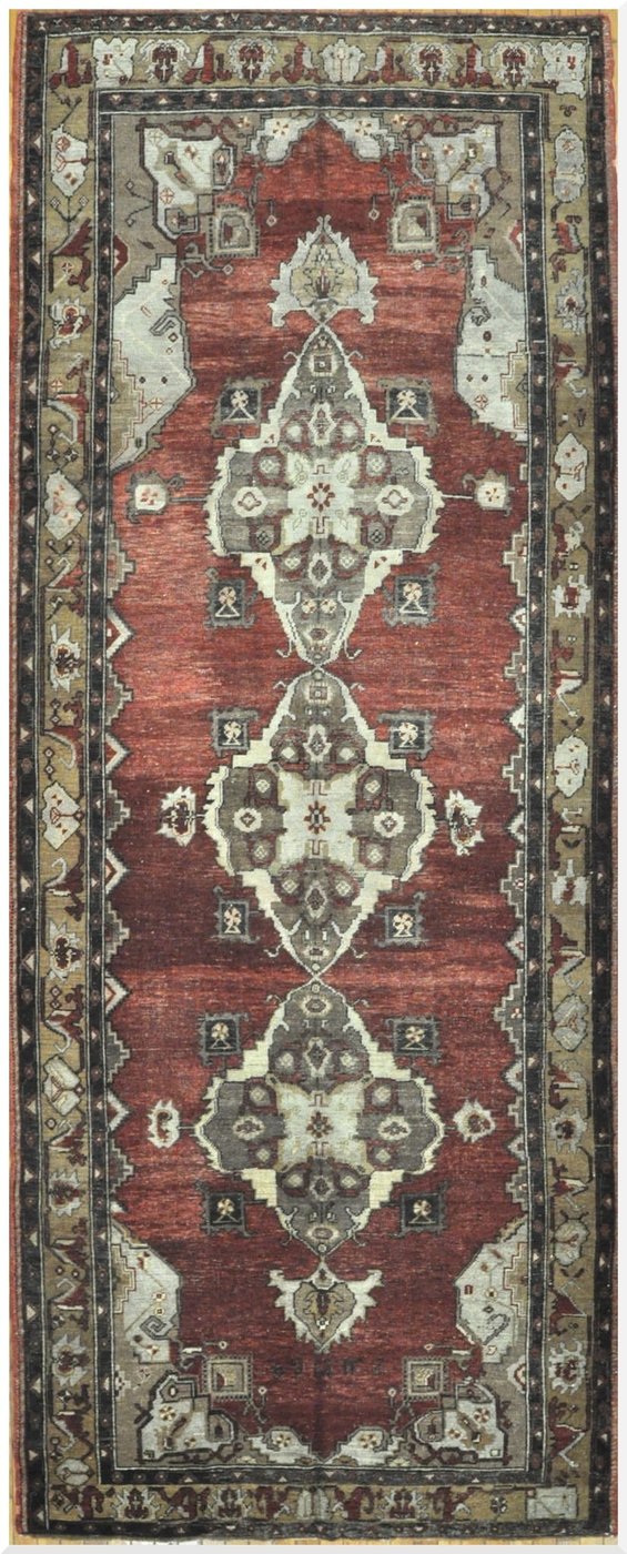 5′ x 13′ Vintage Turkish Oushak Runner Rug – Rust