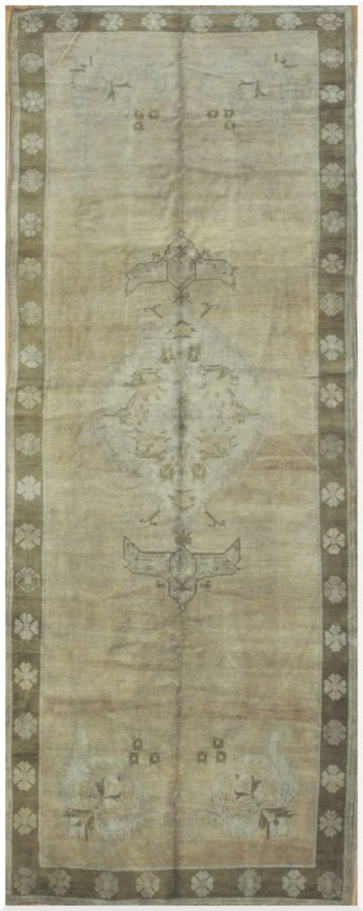 4′ x 12′ Beige Fine Hand-Knotted Turkish Oushak Rug – Transitional Wool 4′ x 12′ Beige Fine Hand-Knotted Turkish Oushak Rug – Transitional Wool