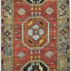 5′ x 12′ Turkish Oushak Rust Ivory Black Medallion Runner – Vintage Hand-Knotted Wool