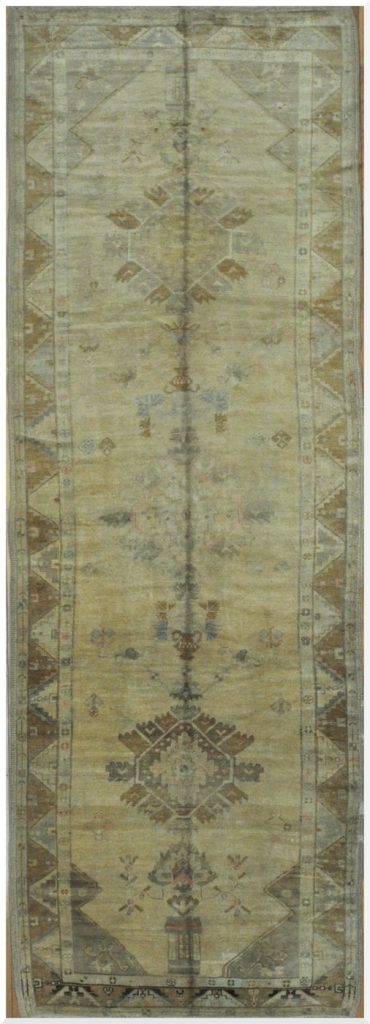 5′ x 14′ Muted Sage and Gold Hand-Knotted Vintage Turkish Oushak Runner – Traditional Wool 5′ x 14′ Muted Sage and Gold Hand-Knotted Vintage Turkish Oushak Runner – Traditional Wool