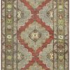 5′ x 11′ Turkish Oushak Rust Sage Triple Medallion Runner – Vintage Hand-Knotted Wool