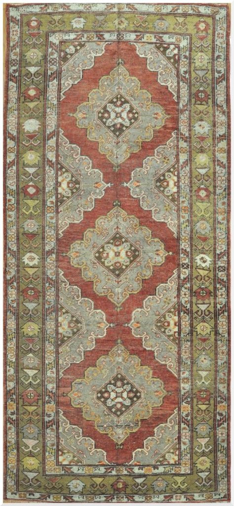 5′ x 11′ Turkish Oushak Rust Sage Triple Medallion Runner – Vintage Hand-Knotted Wool
