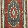 5′ x 9′ Turkish Oushak Red Charcoal Vintage Runner Hand Knotted Wool