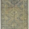 5′ x 12′ Vintage Turkish Oushak Soft Green Runner Rug – Hand-Knotted Wool