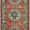 5′ x 12′ Vintage Turkish Oushak Red Tribal Rug Hand Knotted Wool