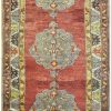 5′ x 11′ Turkish Rust Blue Medallion Runner – Vintage Hand-Knotted Wool