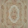 12′ x 19′ Chinese Ivory Floral Needlepoint Rug – Traditional Wool