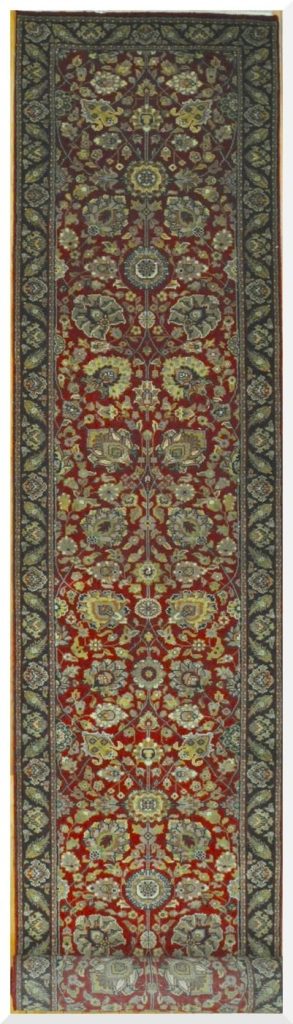 3′ x 16′ India Tabriz Design Red Floral Runner – Hand-Knotted Wool