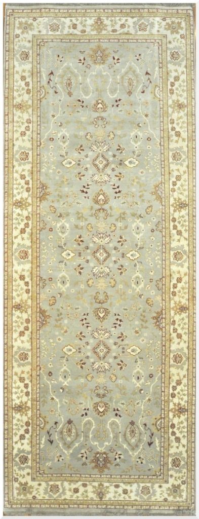6′ x 17′ Indian Agra Light Blue Transitional Gallery Rug – Hand Knotted