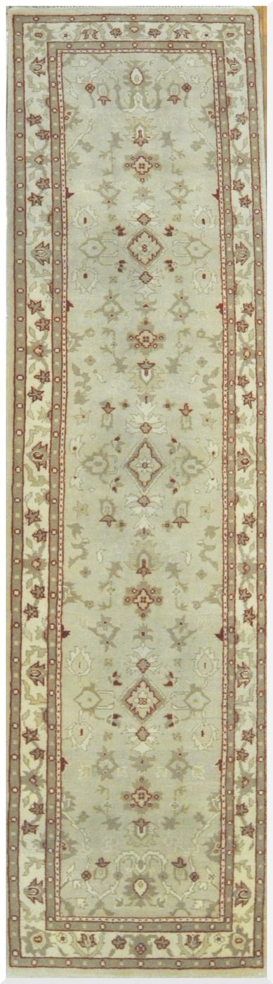 3′ x 11′ India Agra Light Blue Transitional Hall Runner – Hand Knotted
