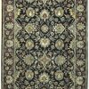 5′ x 7′ Black Fine Hand-Knotted New India Tabriz Design Rug – Traditional Wool