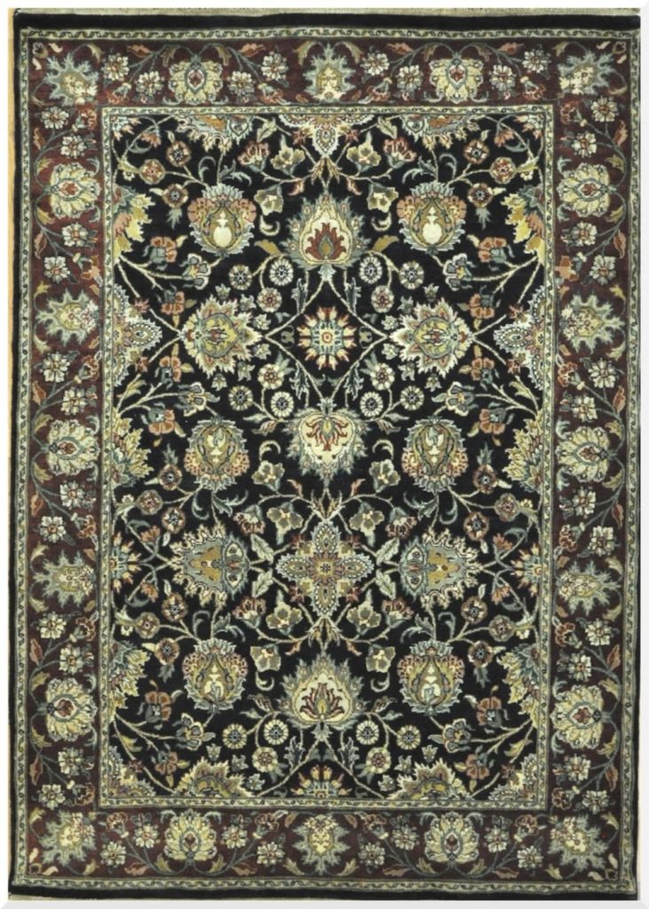 5′ x 7′ Black Fine Hand-Knotted New India Tabriz Design Rug – Traditional Wool 5′ x 7′ Black Fine Hand-Knotted New India Tabriz Design Rug – Traditional Wool