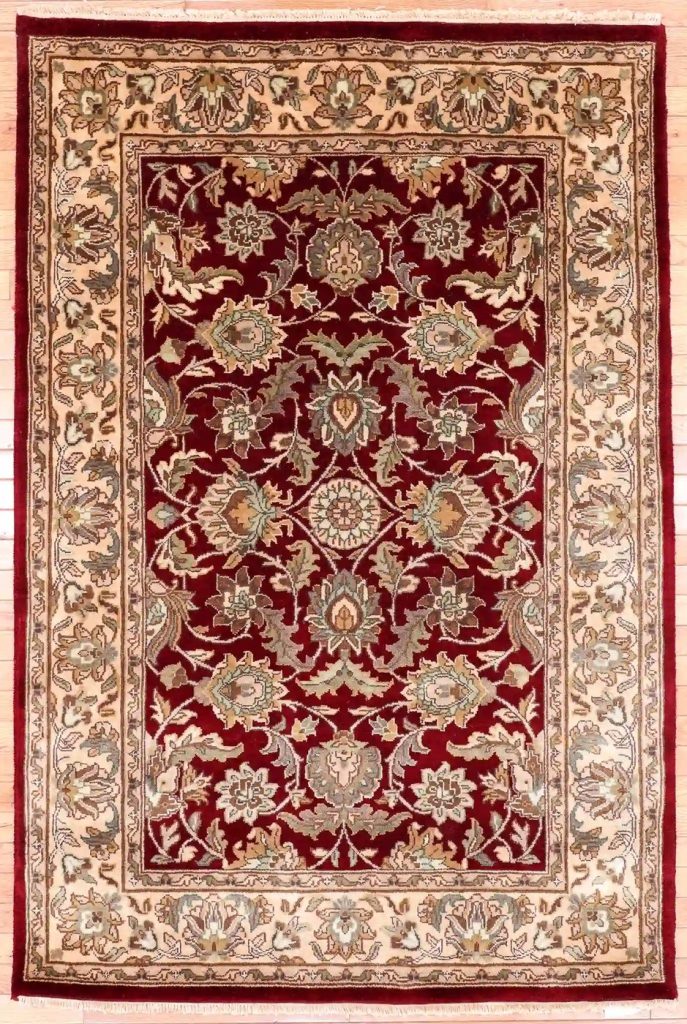 4′ x 6′ Burgundy Red Hand-Knotted Vintage India Tabriz Design Rug – Traditional Wool 4′ x 6′ Burgundy Red Hand-Knotted Vintage India Tabriz Design Rug – Traditional Wool