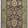 3′ x 10′ India Tabriz Design Handmade Hall Runner Rug – Burgundy & Sage Floral