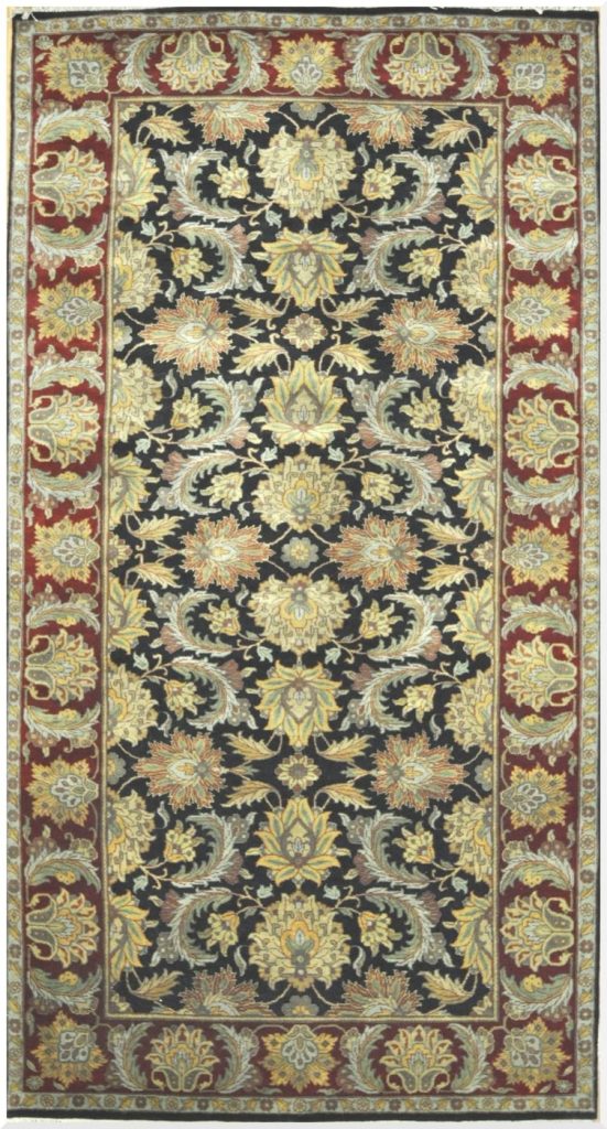 6′ x 12′ Indian Sultanabad Design Black Red Oriental Rug Traditional Wool 6′ x 12′ Indian Sultanabad Design Black Red Oriental Rug Traditional Wool