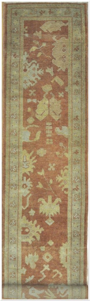 3′ x 18′ Beige Fine Hand-Knotted Turkish Oushak Runner – Transitional Wool