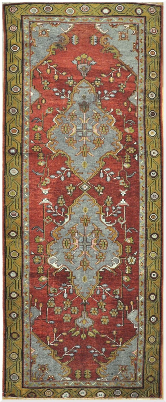 5′ x 12′ Turkish Red Vintage Runner Rug – Traditional Hand-Knotted Wool