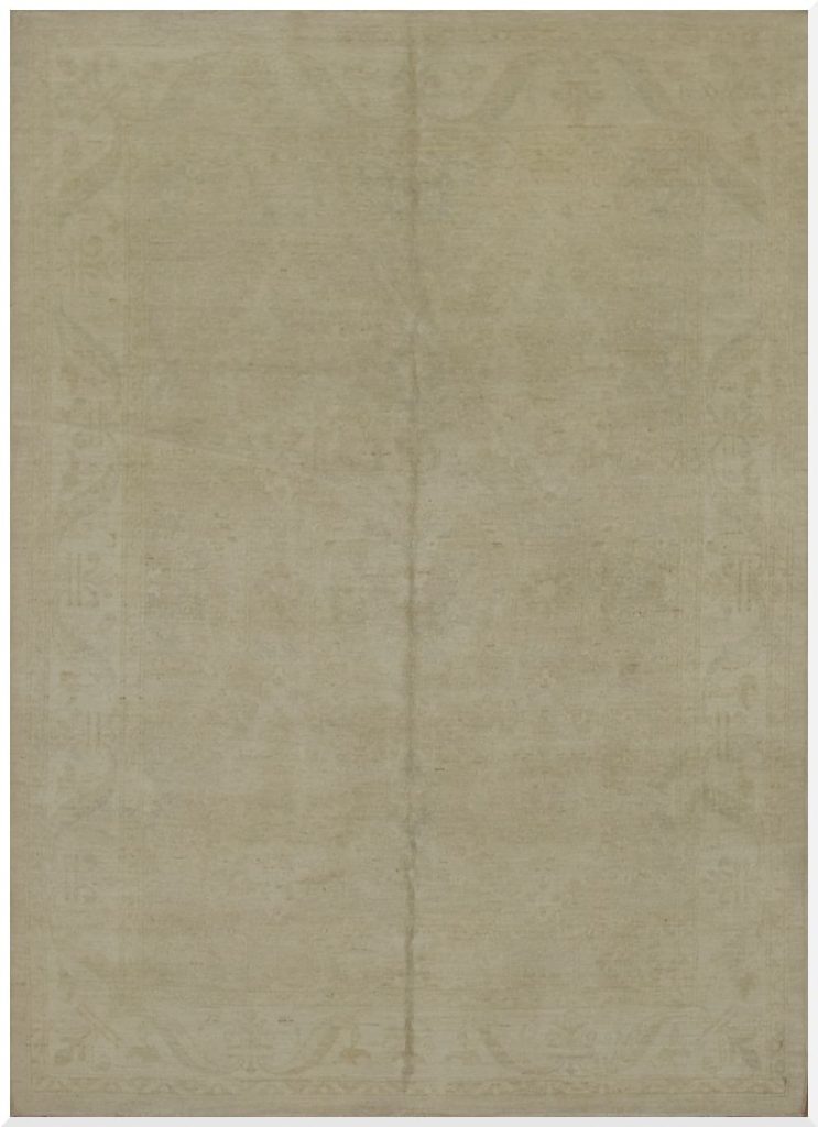 5′ x 6′ Beige Fine Hand-Knotted Pakistani Oushak Rug – Transitional Wool