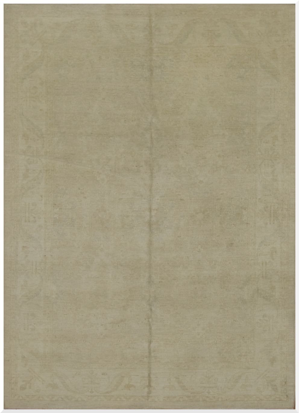 5′ x 6′ Beige Fine Hand-Knotted Pakistani Oushak Rug – Transitional Wool
