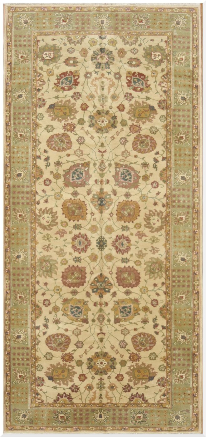 6′ x 14′ Turkish Sultanabad Design Wide & Long Hall Runner Rug – Ivory
