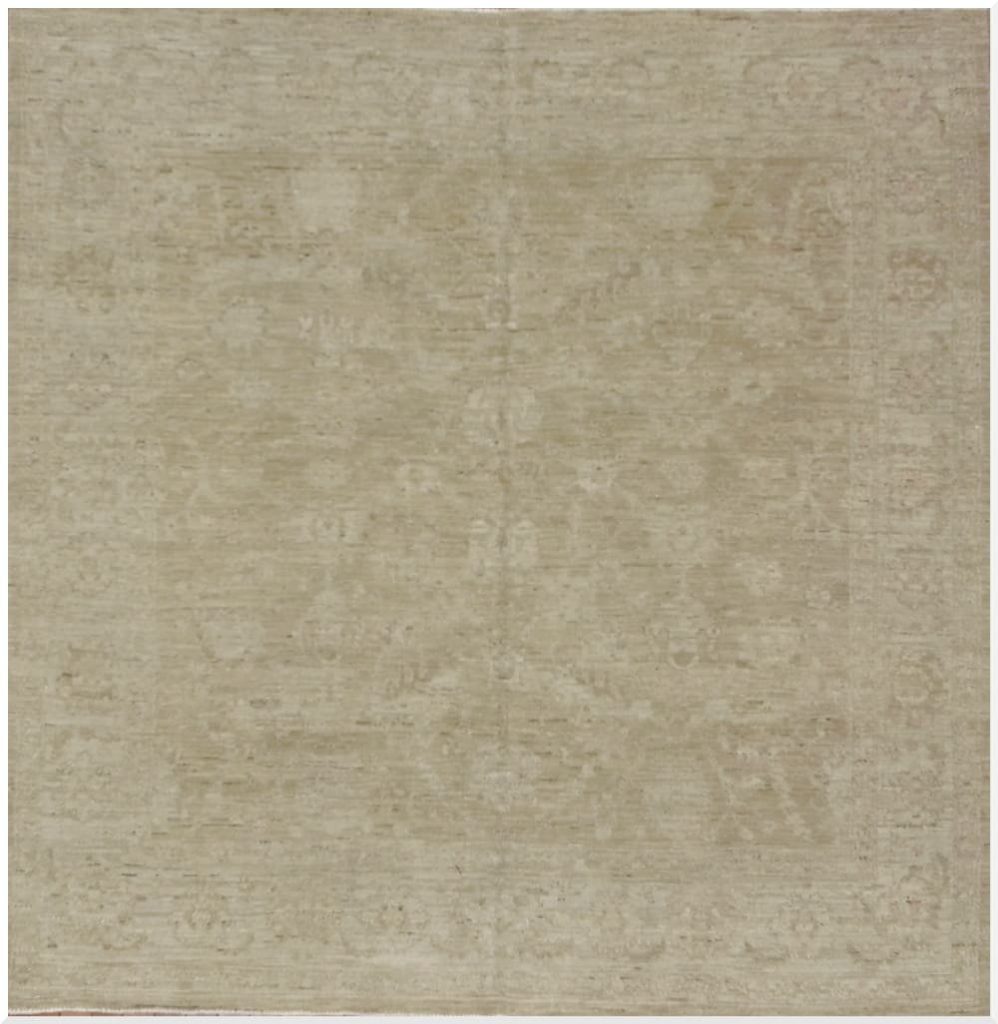 6′ x 6′ Beige Fine Hand-Knotted Pakistani Oriental Rug – Transitional Wool