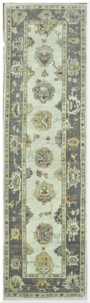 4′ x 13′ Pale Blue Fine Hand-Knotted Turkish Oushak Runner – Transitional Wool 4′ x 13′ Pale Blue Fine Hand-Knotted Turkish Oushak Runner – Transitional Wool