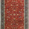 11′ x 16′ Red Fine Hand-Knotted Chinese Kashan Design Rug – Traditional Wool