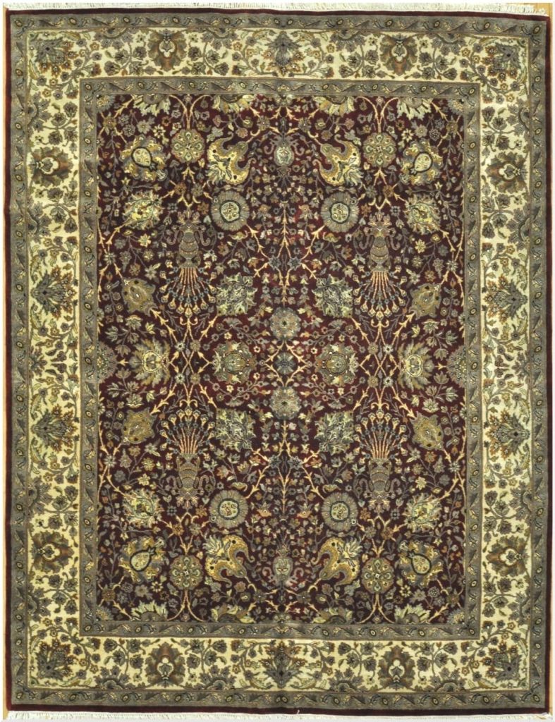 8′ x 10′ Indian Brown Oriental Rug Traditional Wool