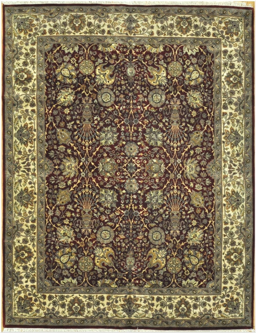 8′ x 10′ Indian Brown Oriental Rug Traditional Wool