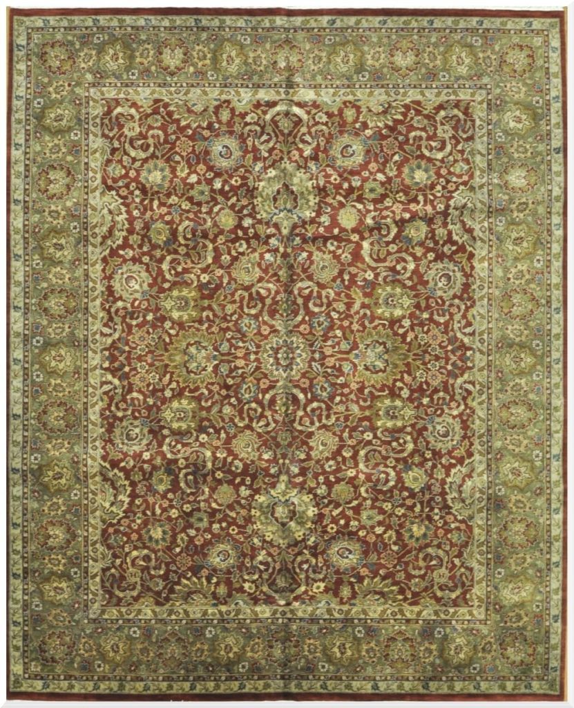 8′ x 10′ Green Fine Hand-Knotted Indian Oriental Rug – Traditional Wool 8′ x 10′ Green Fine Hand-Knotted Indian Oriental Rug – Traditional Wool