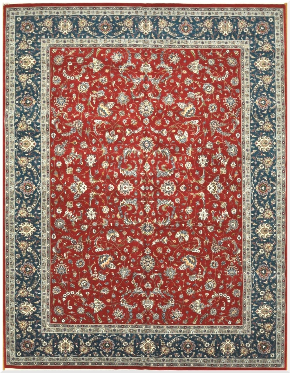 9′ x 13′ Pakistani Kashan Design Rug – Red & Navy Traditional Hand-Knotted Wool 9′ x 13′ Pakistani Kashan Design Rug – Red & Navy Traditional Hand-Knotted Wool
