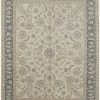 9′ x 12′ Pakistan Handmade Oriental Rug – Traditional Tabriz Floral Design, Ivory & Soft Blue