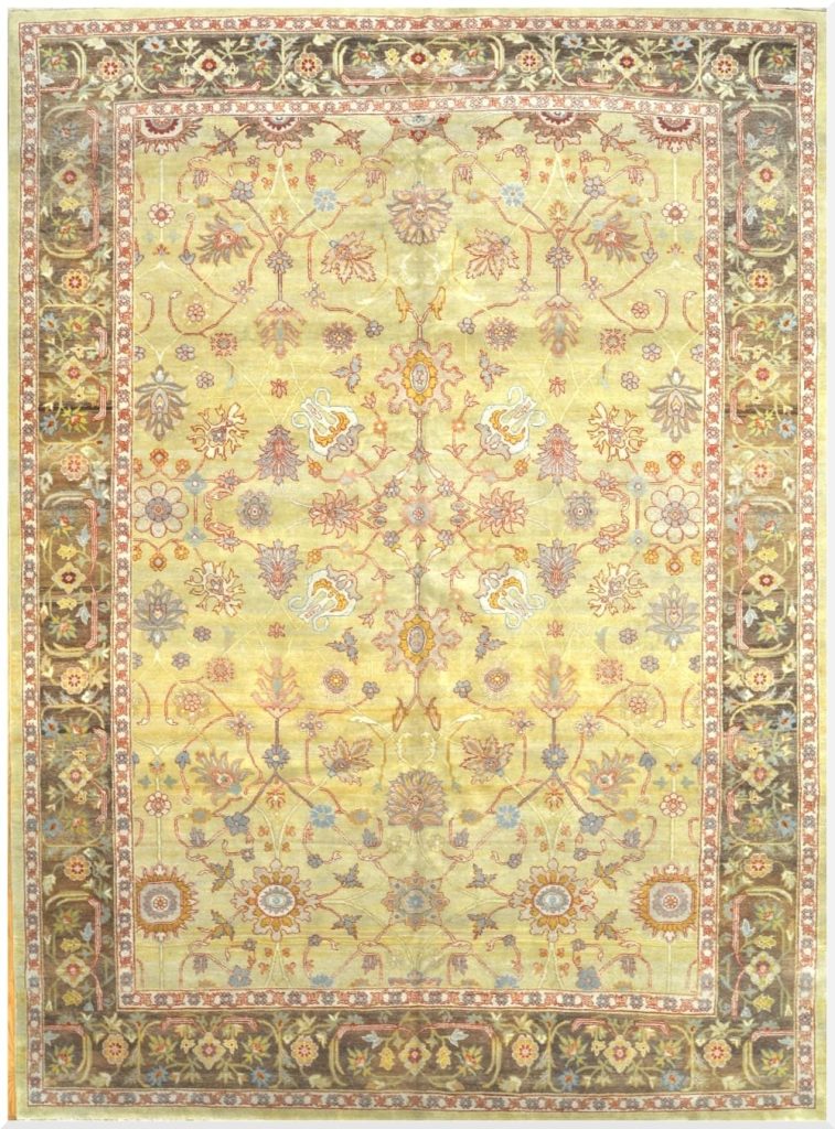 10′ x 14′ Egyptian Yellow Traditional Oriental Rug – Handmade Wool