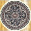 7′ x 7′ Navy Fine Round Hand-Knotted Chinese Oriental Rug – Traditional Wool