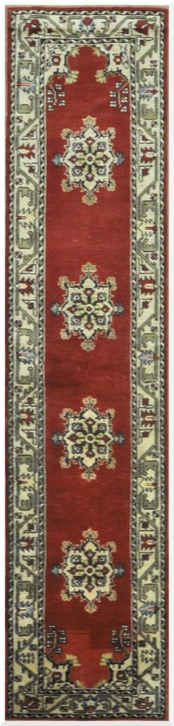 2′ x 10′ Vintage Turkish Oushak Red Runner Traditional Wool