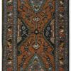 3′ x 9′ Vintage Persian Runner Rug – Traditional Hand-Knotted Wool, Geometric Medallion Design