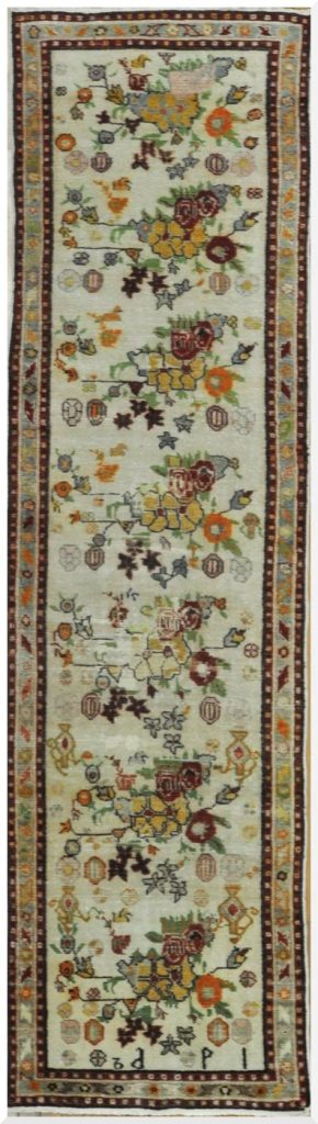 3′ x 10′ Ivory Fine Hand-Knotted Turkish Vintage Rug – Transitional Wool